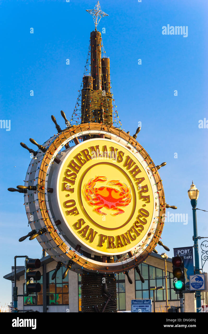 Signe du Fisherman's Wharf, San Francisco, Californie, USA. Banque D'Images