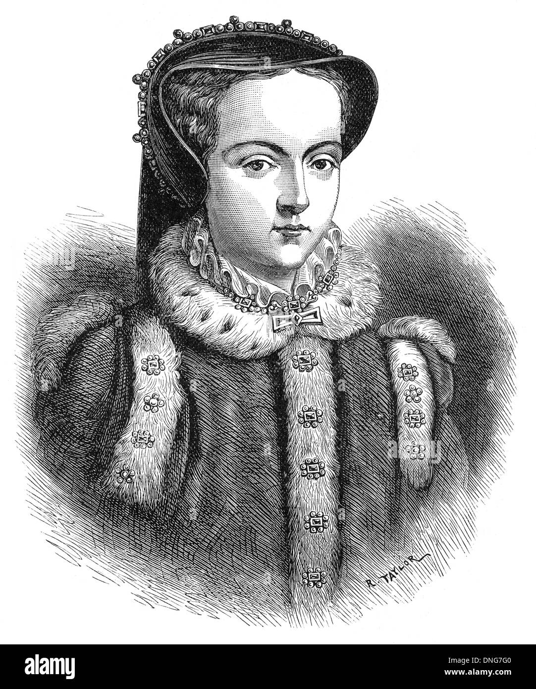 Mary I ou le Bloody Mary, 1516 - 1558, reine d'Angleterre et l'Irlande à partir de juillet 1553 jusqu'à 1558, Maria Tudor I. Banque D'Images