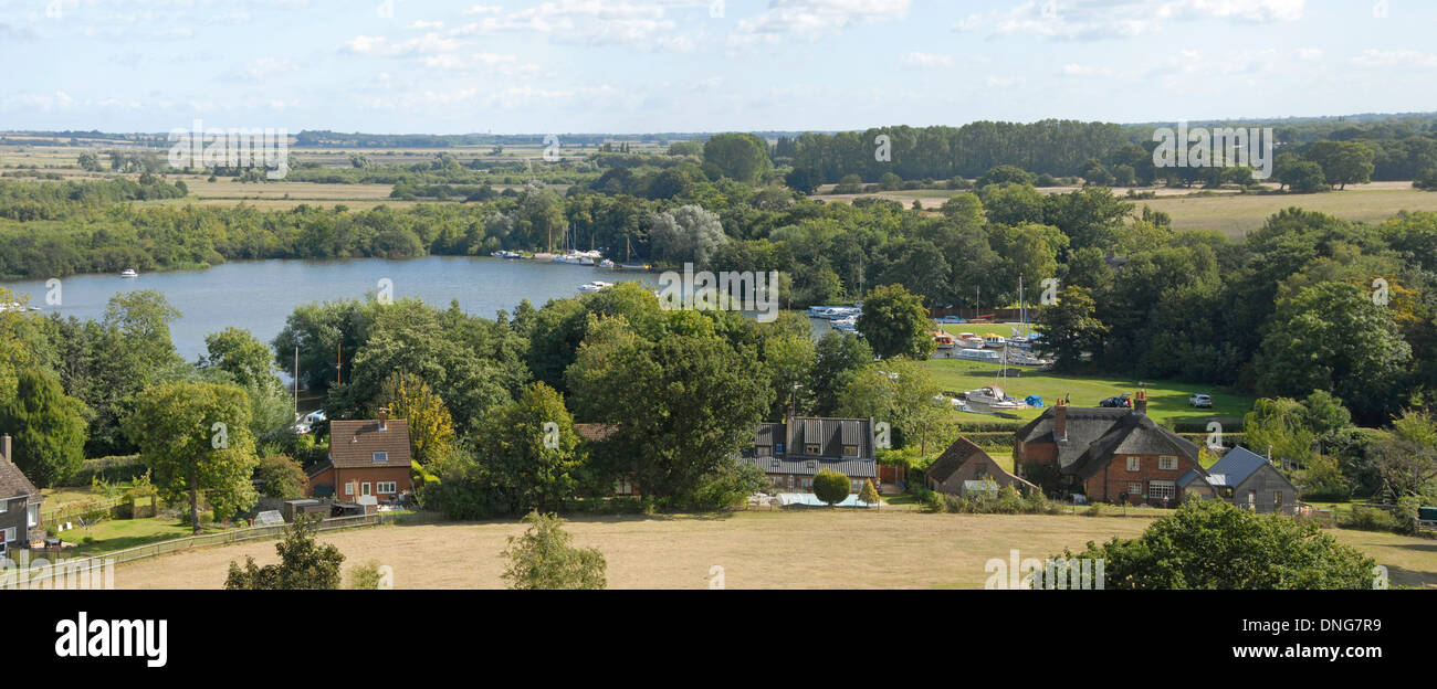 Vue panoramique de la tour de St Helen's Church, Ranworth, Norfolk, Angleterre Banque D'Images