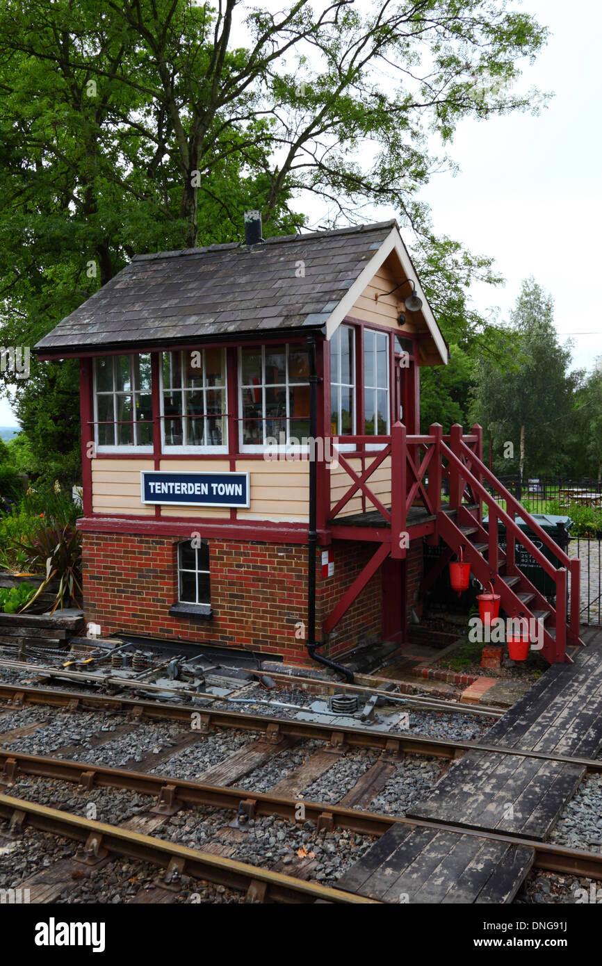 Signal fort restauré à Tenterden Town station sur Kent & East Sussex Railway , Kent , Angleterre Banque D'Images