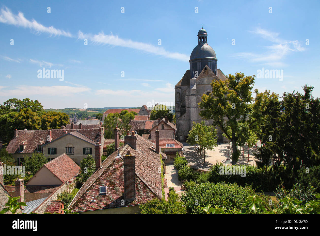 Vue sur le vieux centre de la ville médiévale de Provins, Seine et Marne, Région Parisienne, France. Banque D'Images