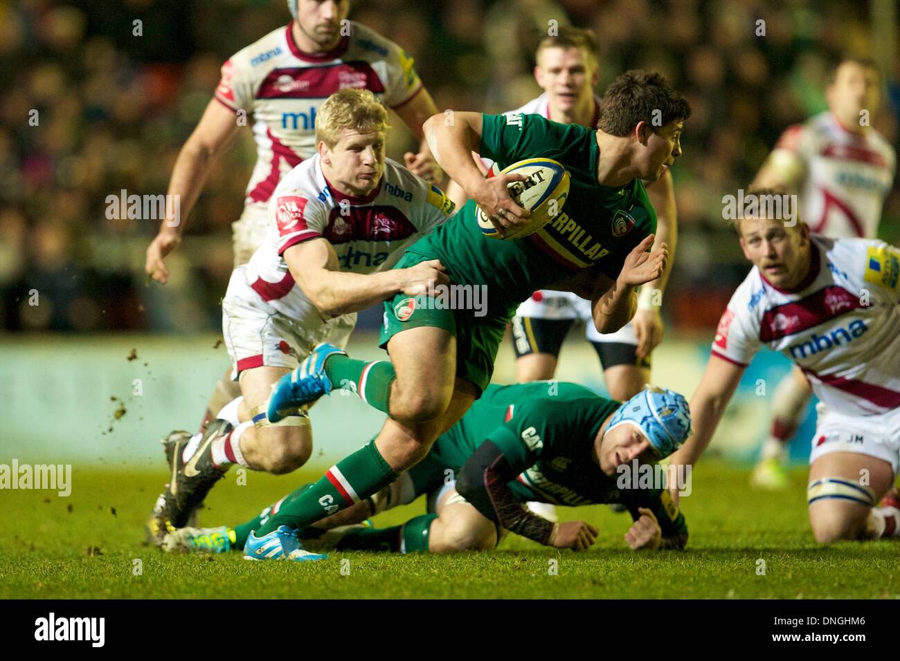 Leicester, Royaume-Uni. 28 Dec, 2013. Leicester Tigers Ben Youngs (le demi de mêlée) au cours de l'Aviva Premiership match entre Leicester Tigers v Sale Sharks de Welford Road. Credit : Action Plus Sport/Alamy Live News Banque D'Images