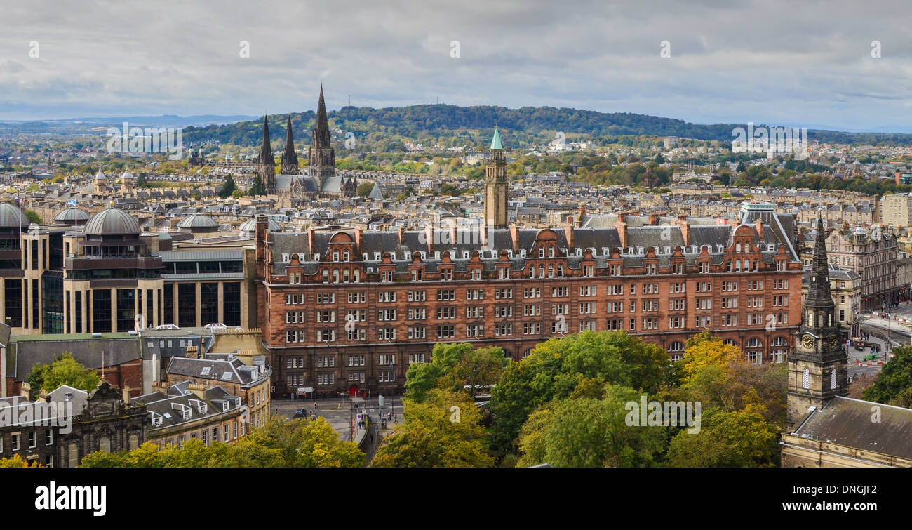 Caledonian Hotel, Édimbourg vue du château d'Édimbourg Banque D'Images