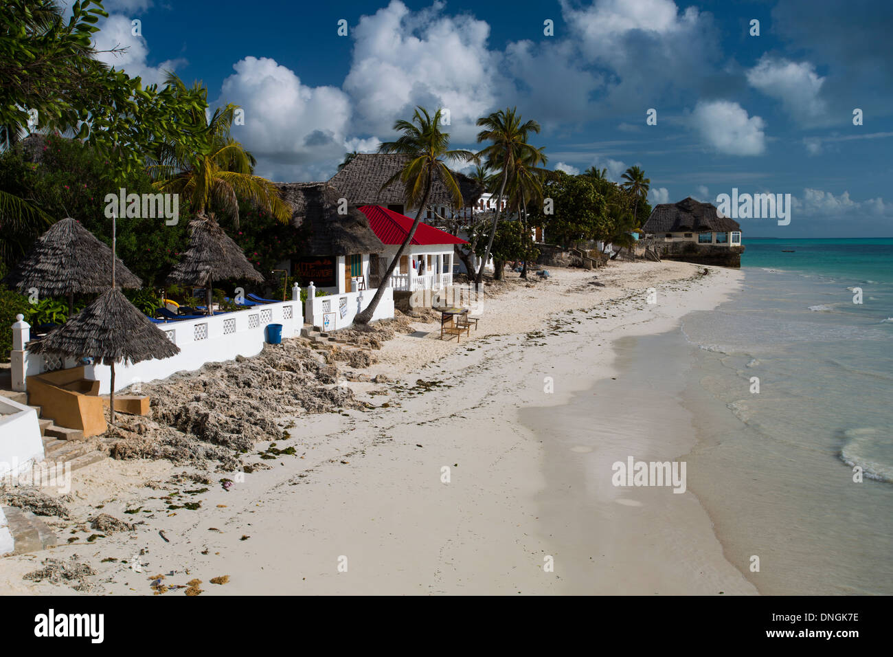 La plage de Jambiani, sud-est de Zanzibar, Tanzanie Banque D'Images