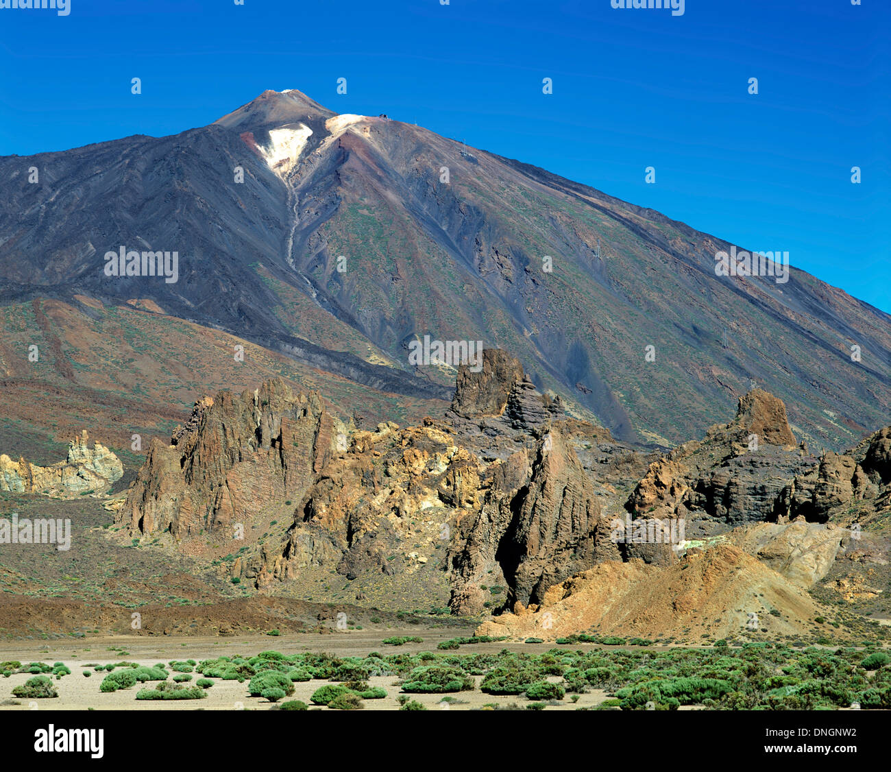 Vue sur le Mont Teide montrant Las Canadas Caldera, Santa Cruz de Tenerife, Tenerife, Espagne Banque D'Images