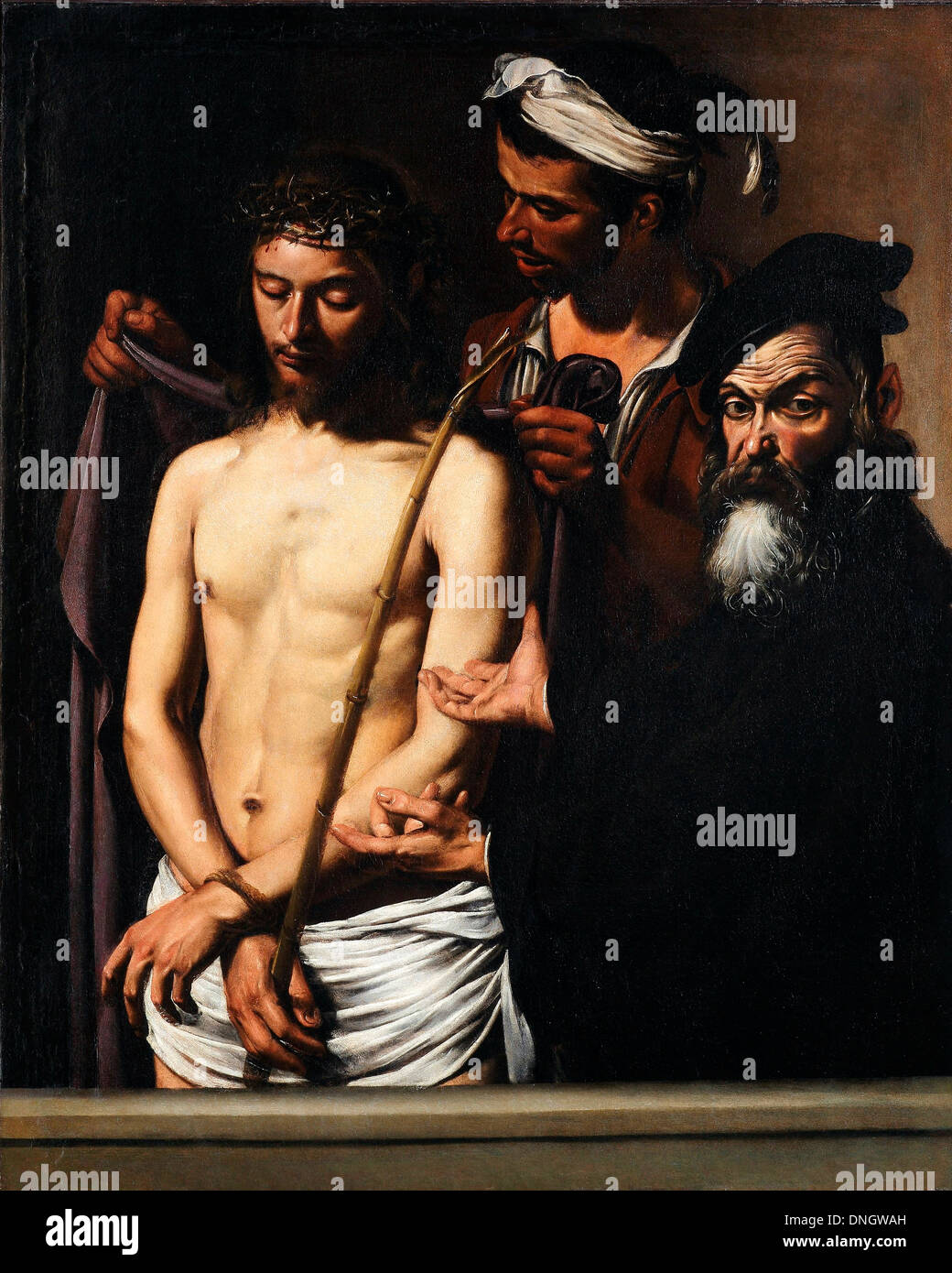 Caravaggio, Ecce Homo. Circa 1605. Huile sur toile. Musei di Strada Nuova, Italie. Banque D'Images