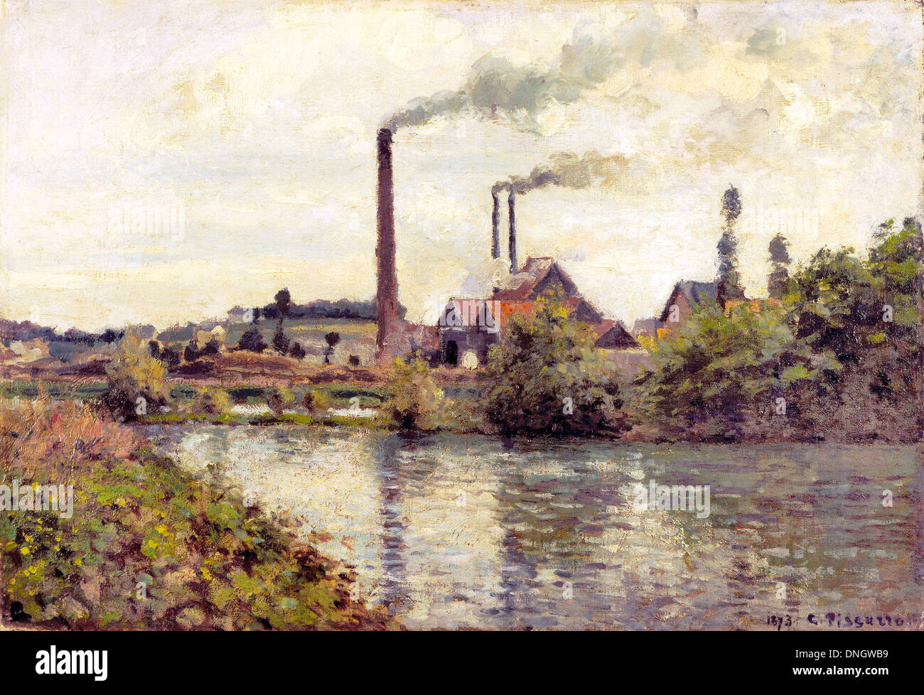 Camille Pissarro, l'usine à Pontoise 1873 Huile sur toile. Musée d'Israël, Jérusalem. Banque D'Images