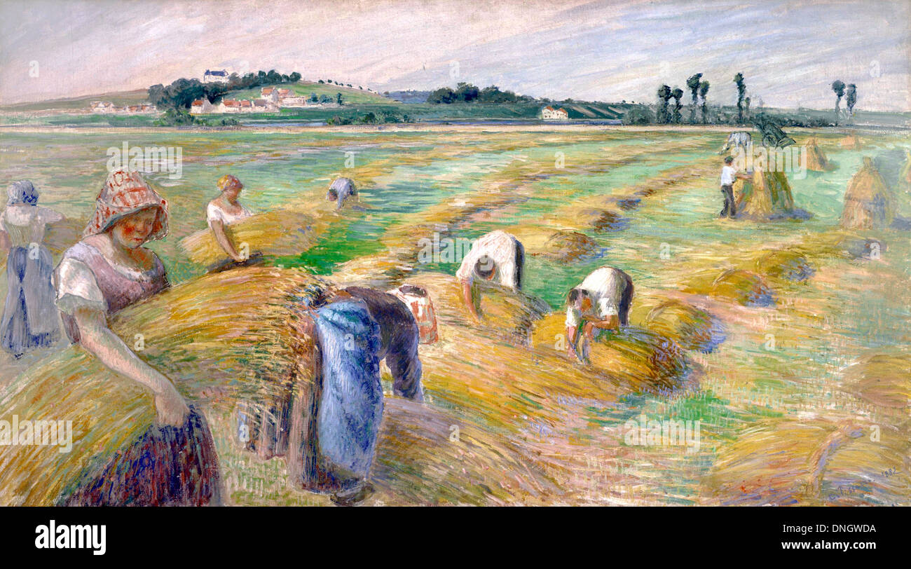 Camille Pissarro, la récolte 1882 Huile sur toile. National Museum of Western Art, Tokyo, Japon. Banque D'Images
