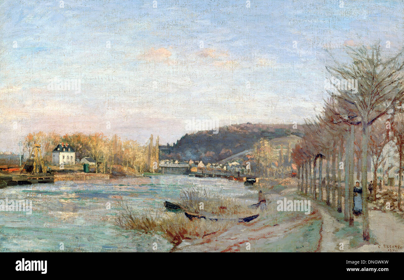 Camille Pissarro, La Seine à Bougival 1870 Huile sur toile. Musée d'Art Bridgestone, Tokyo, Japon. Banque D'Images Camille Pissarro, La Seine à Bougival 1870 Huile sur toile. Musée d'Art Bridgestone, Tokyo, Japon. Banque D'Images
