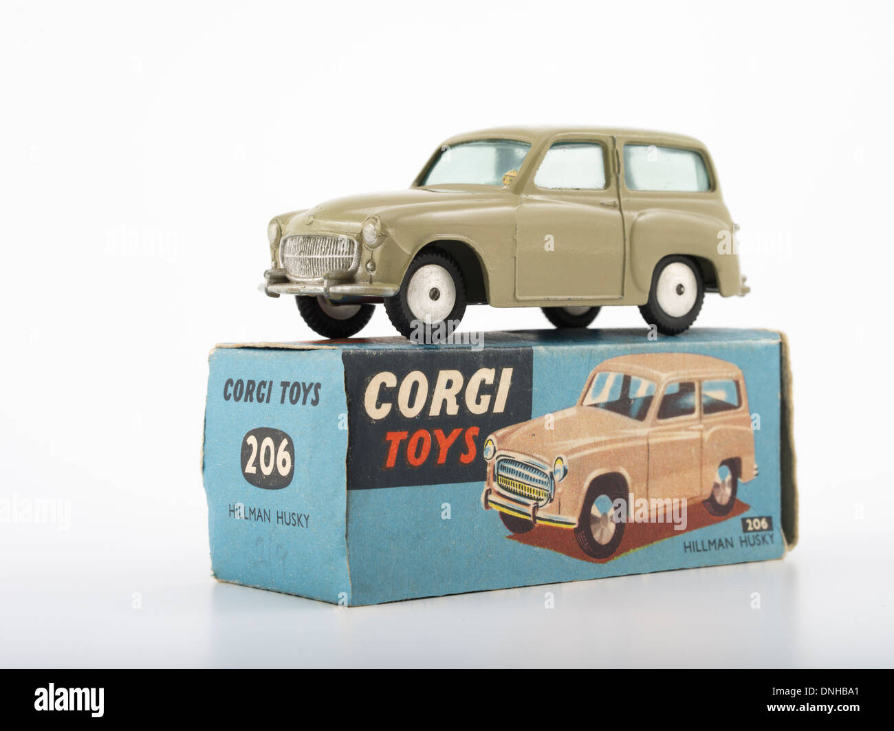 Die-cast Corgi Toys # 206 voiture Hillman Husky produit par 1956 Mettoy Playcraft Ltd. au Royaume-Uni. Banque D'Images