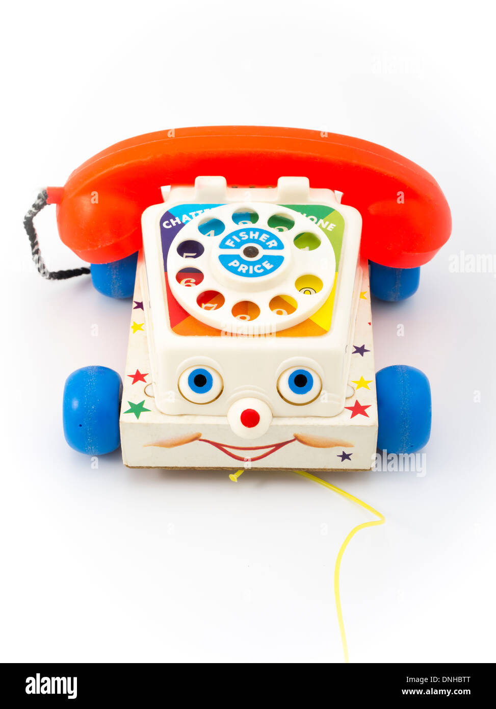 ( Fisher-Price Fisher Price ) Chatter Téléphone tout-petits jouets tirer téléphone avec cadran rotatif à partir de 1962. Banque D'Images