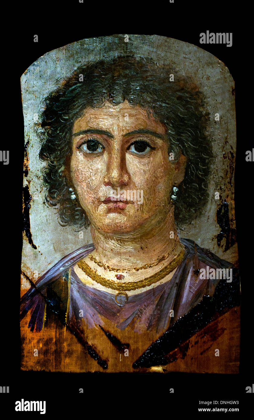 Portrait d'une momie vieille femme époque Romaine 100 av. de l'Égypte Égypte Banque D'Images