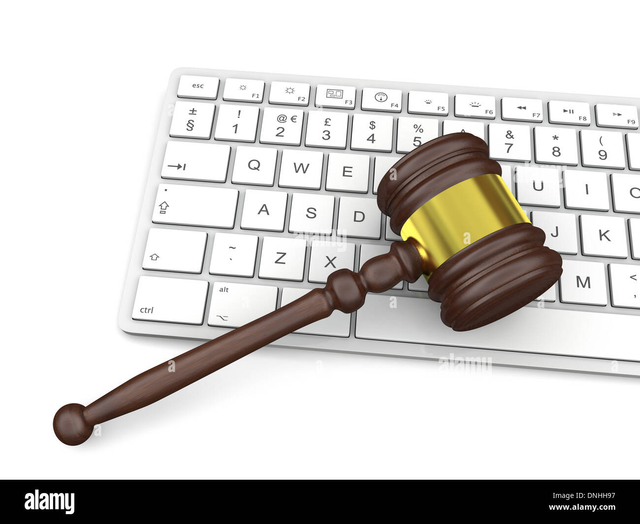Wooden gavel sur clavier d'ordinateur, symbole de la loi et de la justice  dans la technologie Photo Stock - Alamy