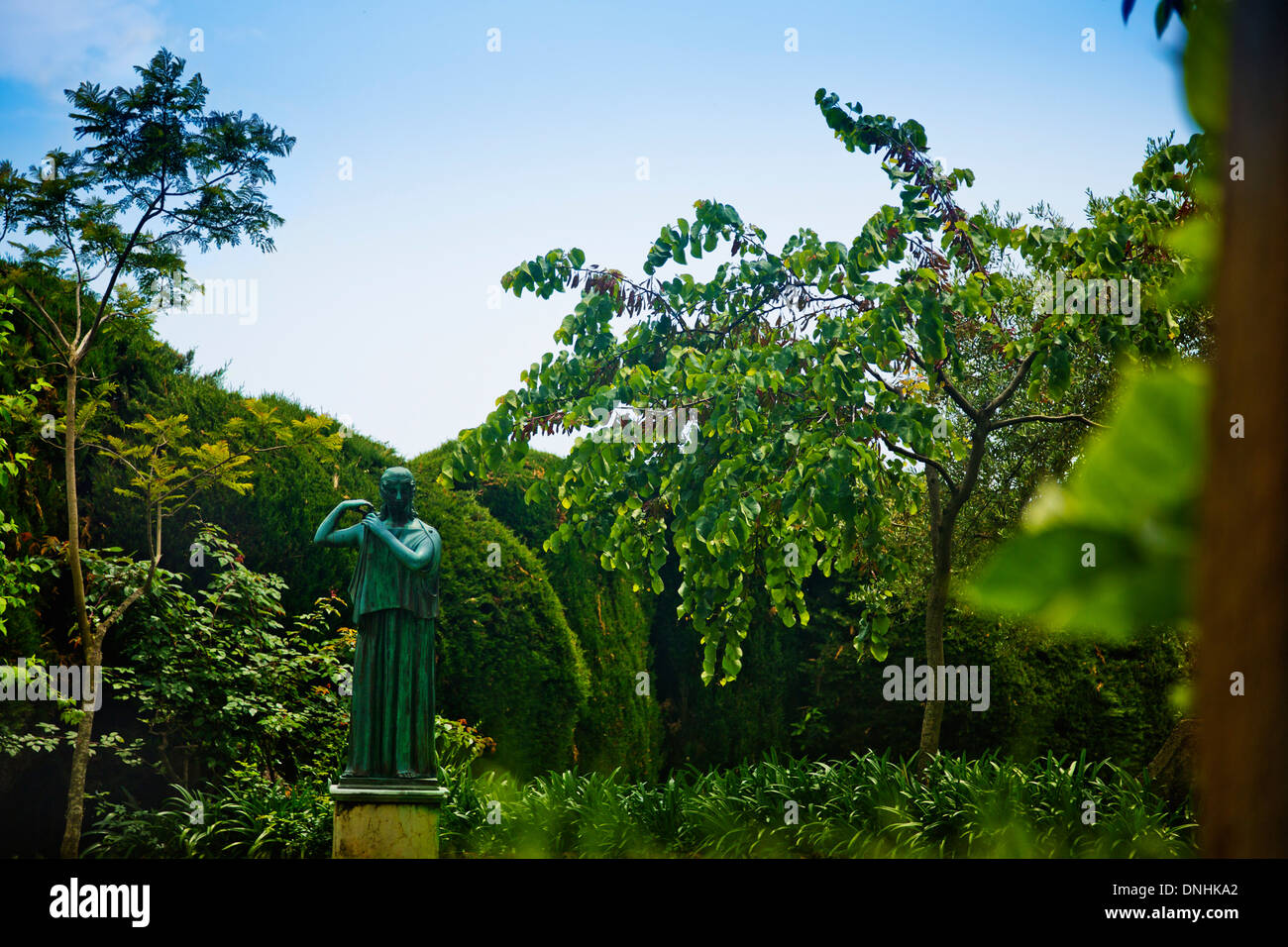 Statue dans le jardin, la Villa Cimbrone, Ravello, Province de Salerne, Campanie, Italie Banque D'Images