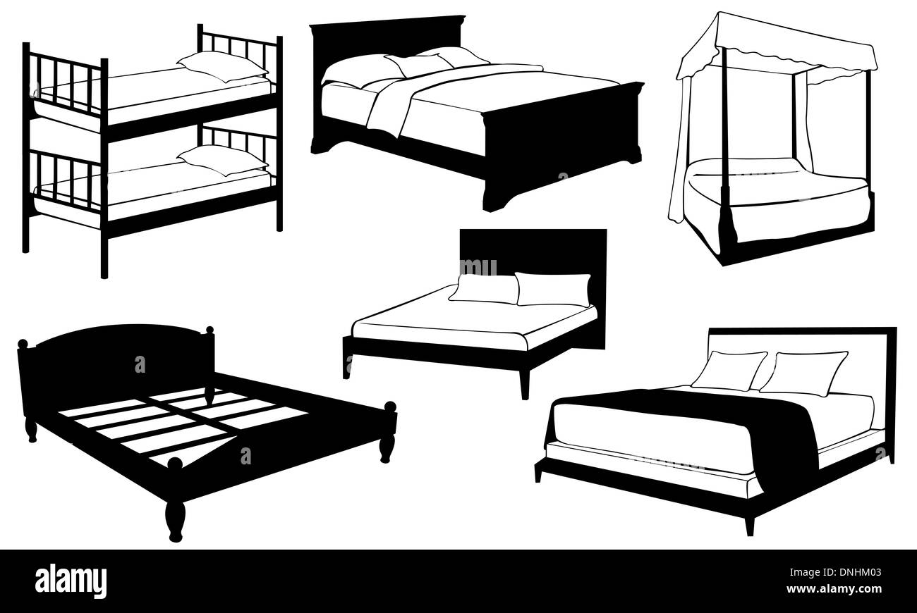Ensemble de lits différents Banque D'Images