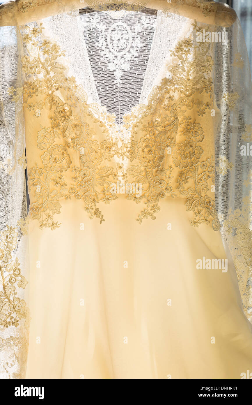 Années 80 Vintage robe de mariage corsage à dentelles viennois Still Life Banque D'Images