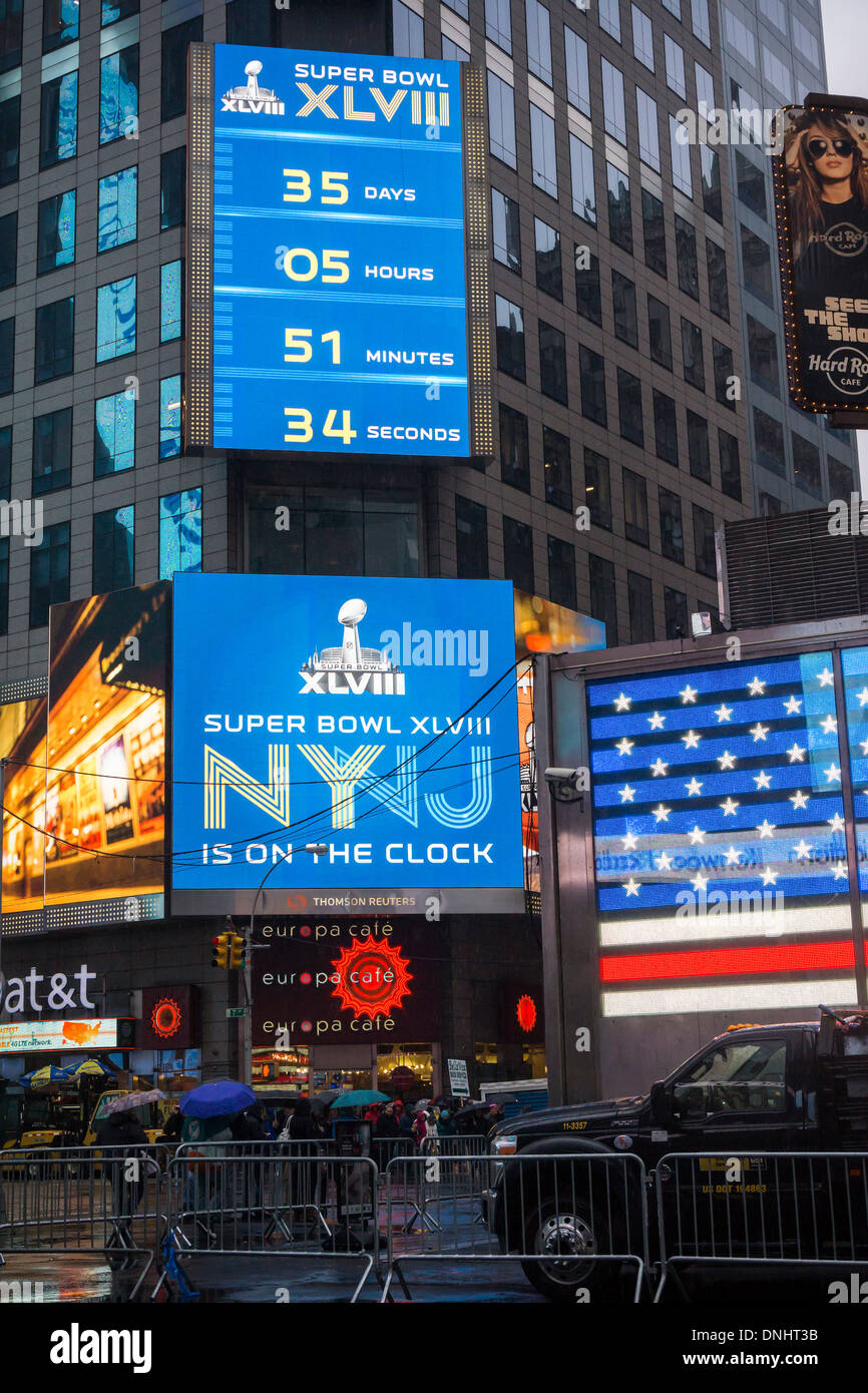 Promotions pour le Super Bowl XLVIII, tenue à rencontré Life Stadium de NJ le 2 février 2014 Banque D'Images