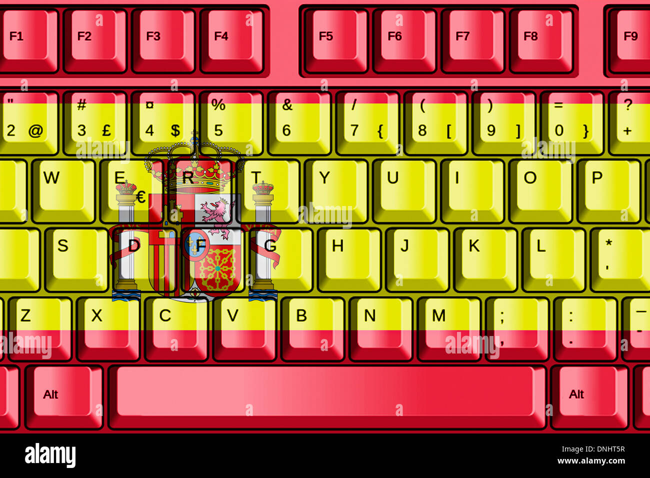 Clavier de l'ordinateur avec l'Espagne le concept du pavillon Banque D'Images