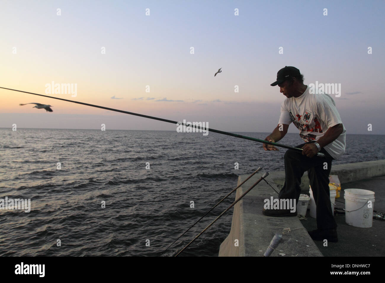 La pêche dans le lac Okeechobee, en Floride. Banque D'Images