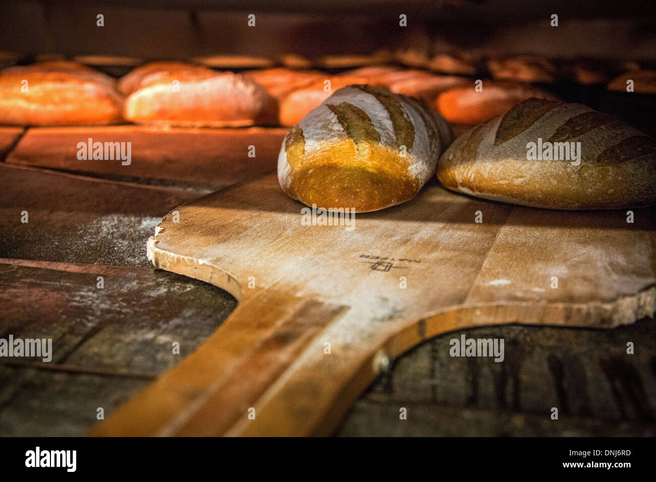 Du pain cuit DANS UN FOUR À BOIS, PAIN BIO À LA BOULANGERIE SAINT-MAMERT  FERME, Buis-SOUS-Danville, EURE (27), FRANCE Photo Stock - Alamy