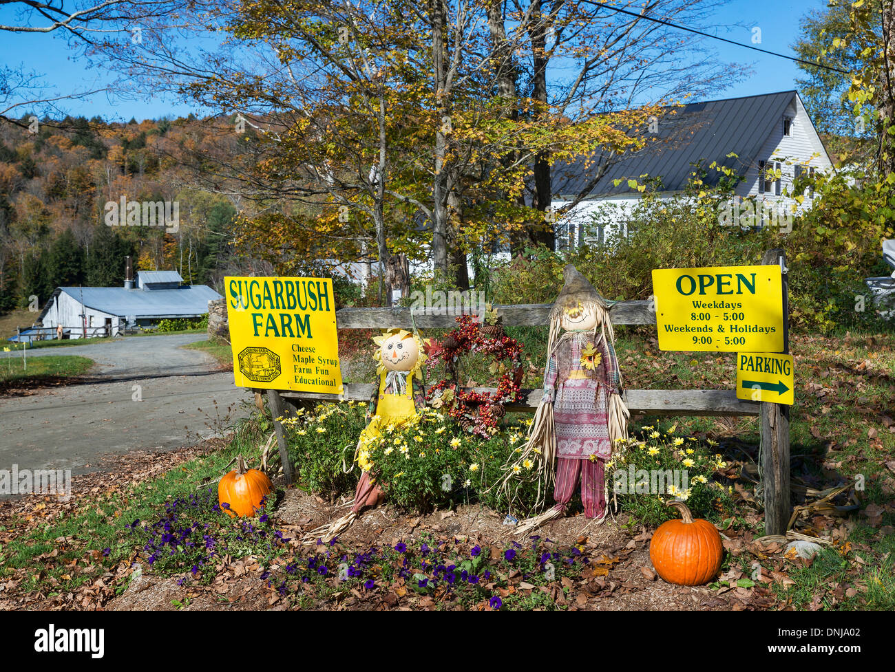 Entrée de Sugarbush Farm, Woodstock, Vermont, Etats-Unis Banque D'Images