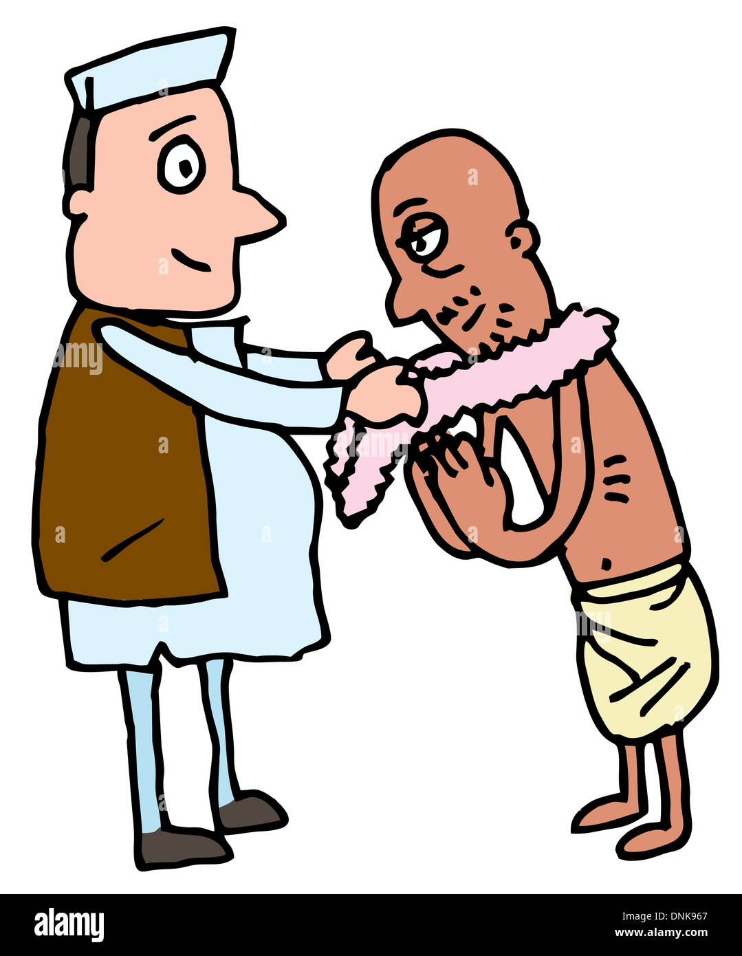 Représentation d'illustration d'un homme politique offrant un homme à garland Banque D'Images