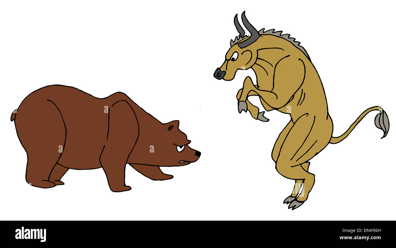 Représentation illustrative de Bull and Bear Banque D'Images
