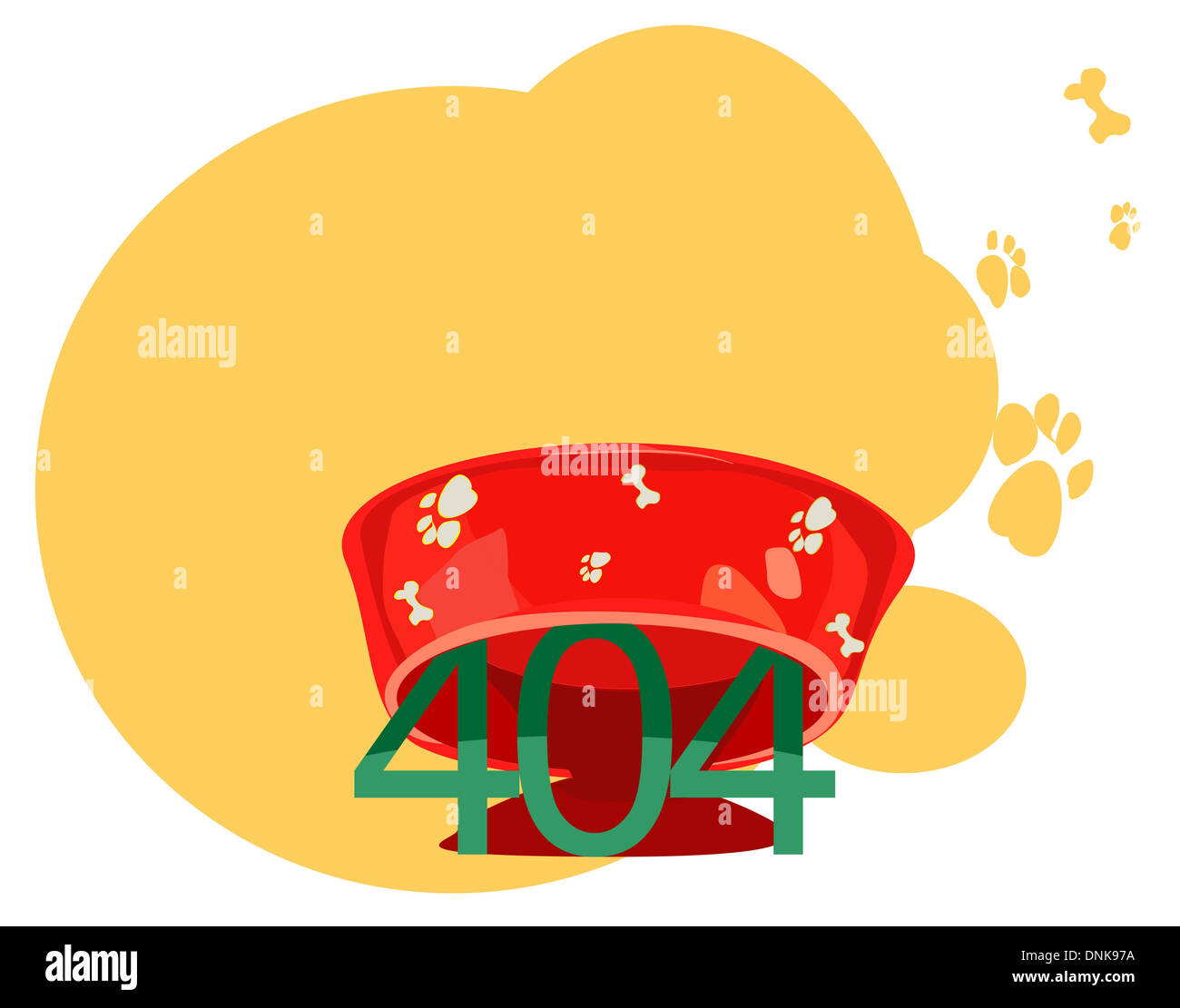 Représentation d'illustration de message d'erreur 404 sous un bol de chien Banque D'Images