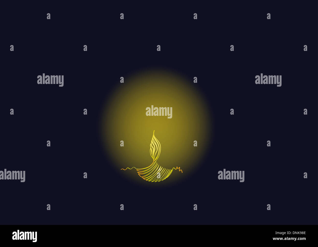 Lampe à huile Diwali glowing isolé sur fond noir Banque D'Images