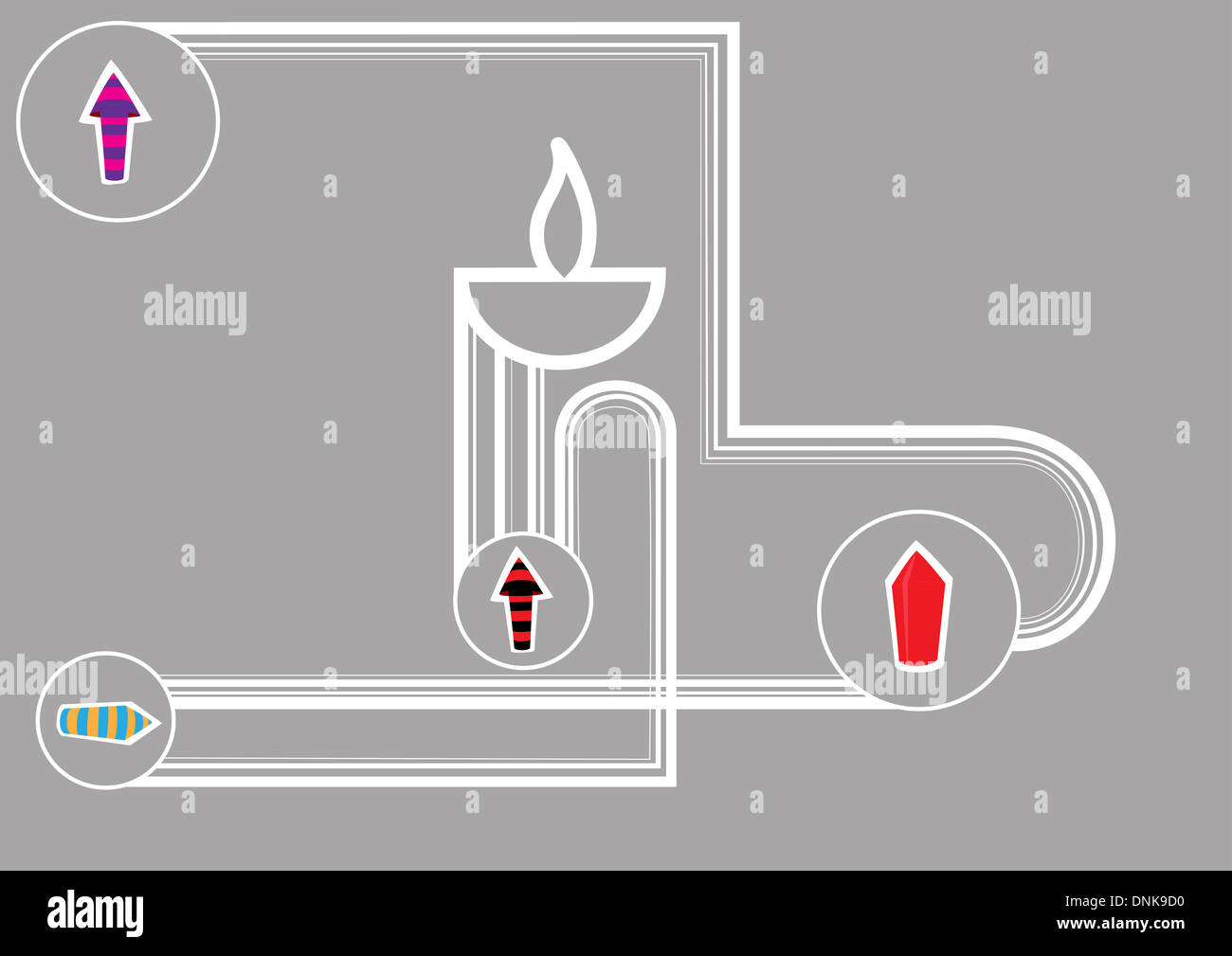 Diwali lampe à huile de pétards isolé sur fond gris Banque D'Images