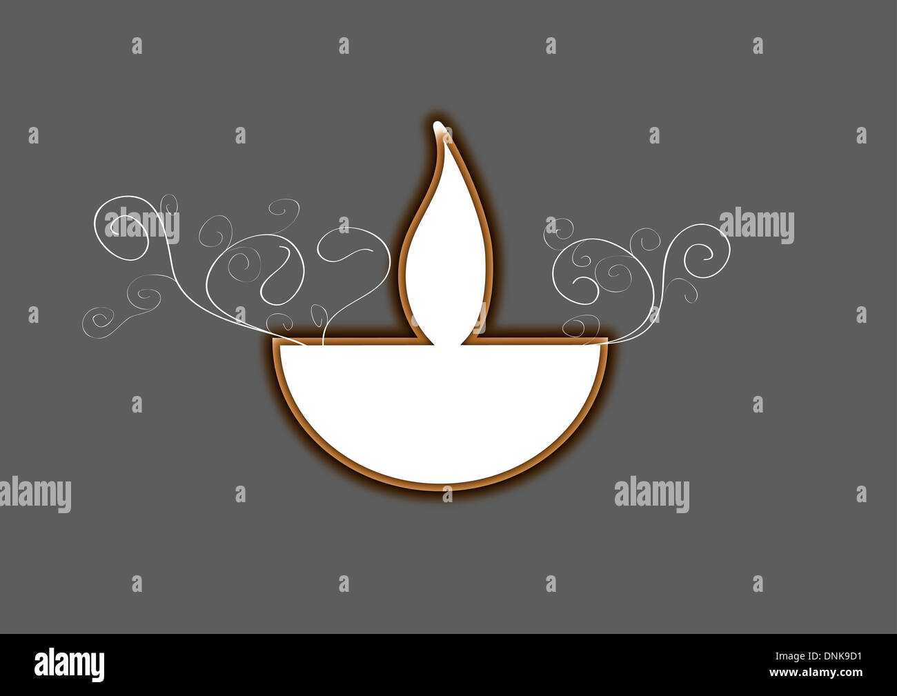 Lampe à huile Diwali isolé sur fond gris Banque D'Images