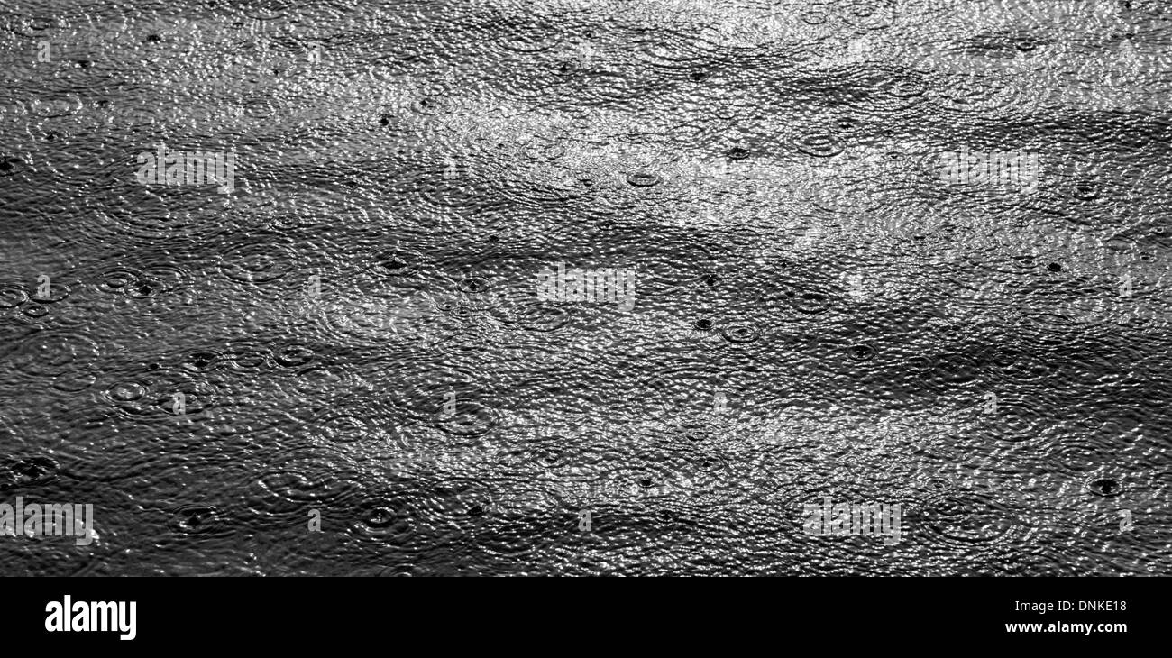 Surface du lac tandis que plu Banque D'Images