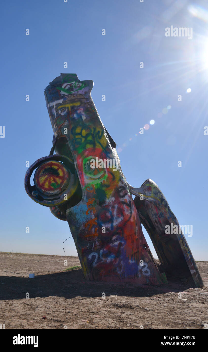 Cadillac Ranch, une route 66 près de Amarillo, Texas Banque D'Images