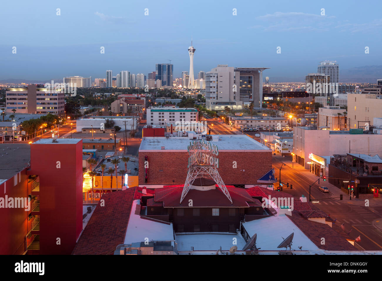 Las Vegas la nuit,vue depuis East Fremont street Banque D'Images