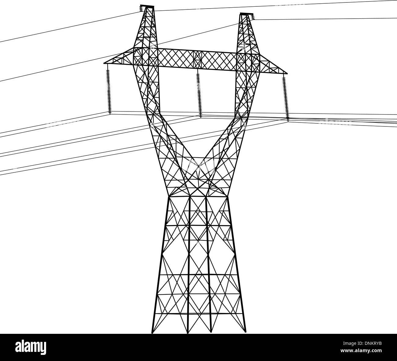 Silhouette de lignes à haute tension. Vector illustration. Illustration de Vecteur