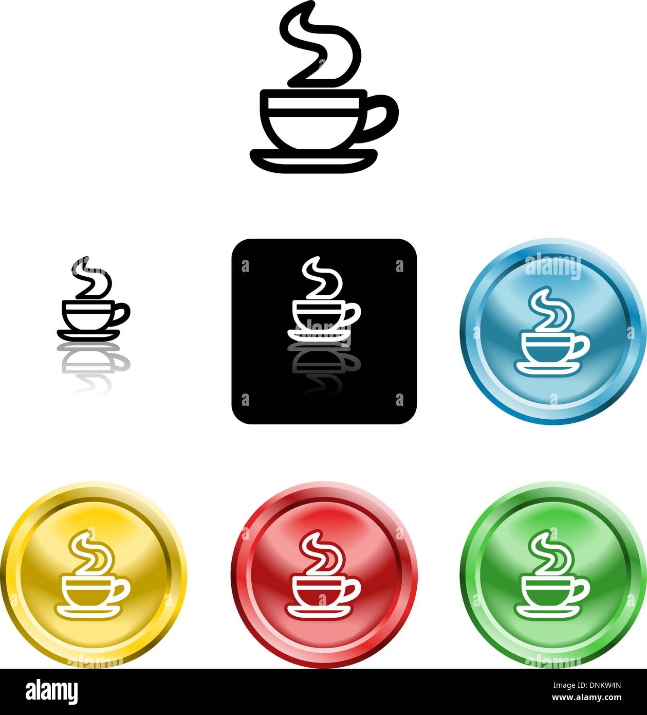 Plusieurs versions d'une icône symbole d'une tasse de café stylisé Illustration de Vecteur