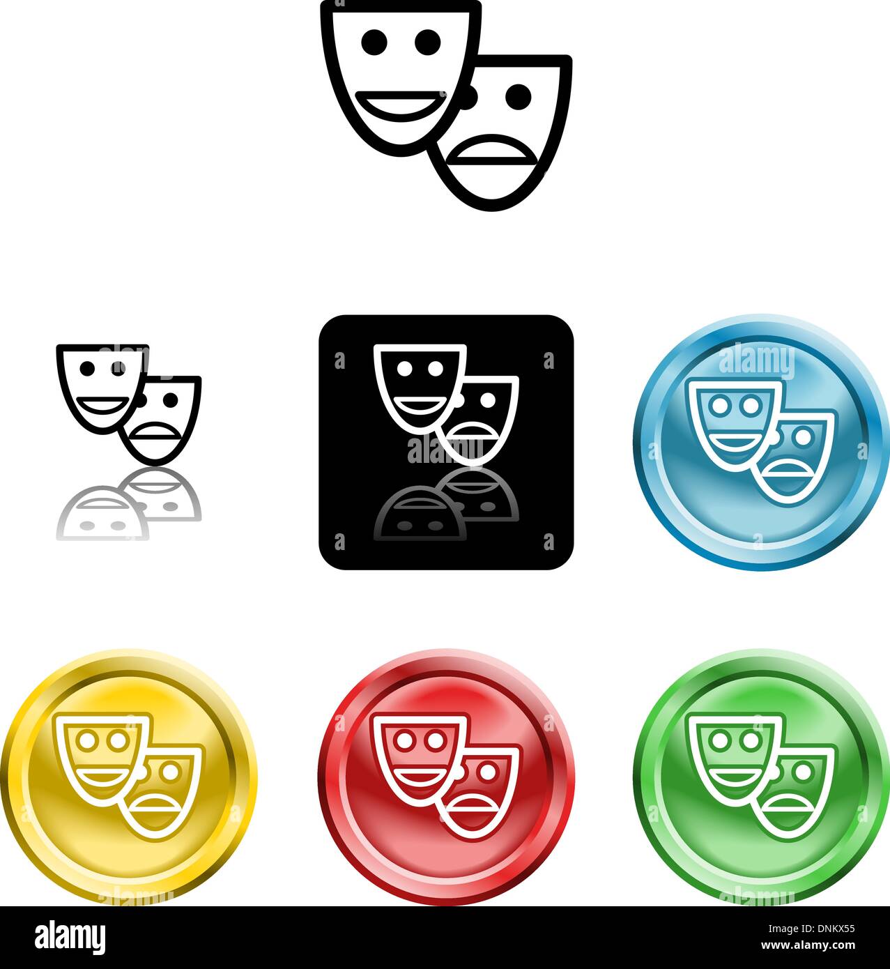 Plusieurs versions d'une icône symbole d'une série de masques stylisés Illustration de Vecteur