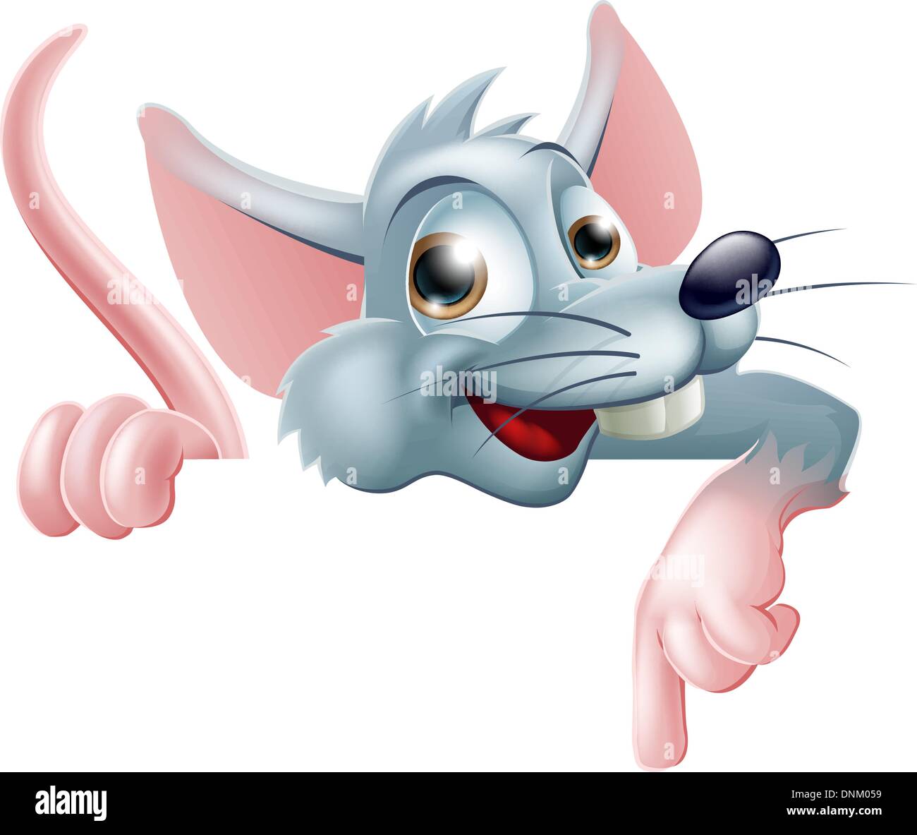 Illustration d'un dessin animé plus gris rat peeping signe et pointant vers le bas Illustration de Vecteur