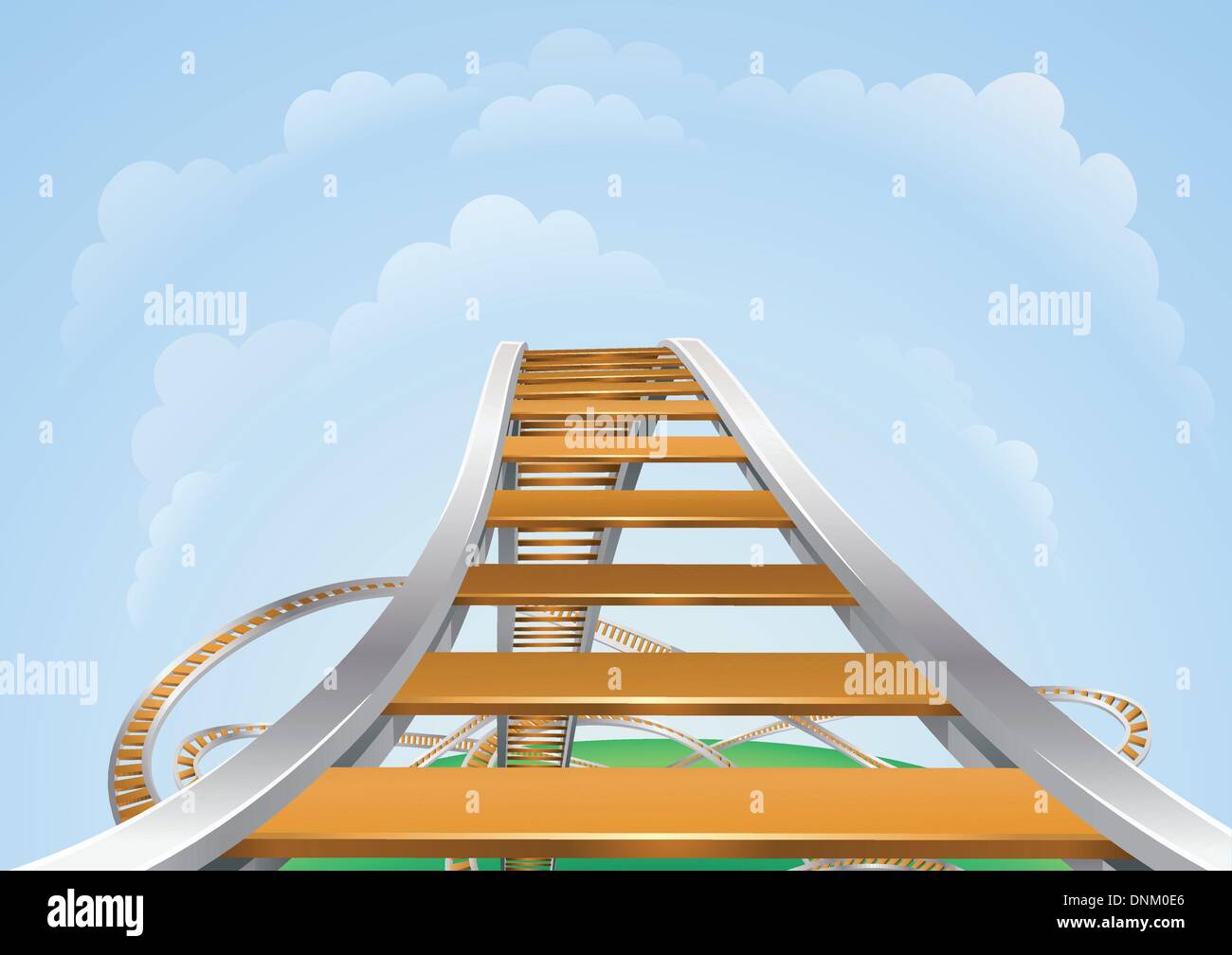 Illustration d'une montagne russe depuis le plus haut point de vue. Conceptual hauts et des bas. Illustration de Vecteur