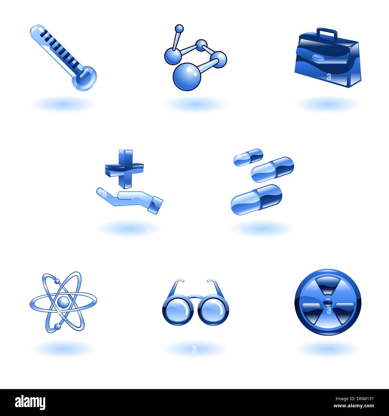 Un ensemble d'icônes médicale brillant brillant Illustration de Vecteur