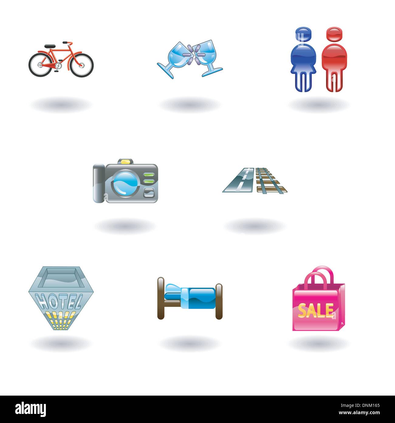 Sites touristiques icon set Icon Set sur ville ou lieu d'informations pour les touristes sites web ou cartes, etc. Illustration de Vecteur