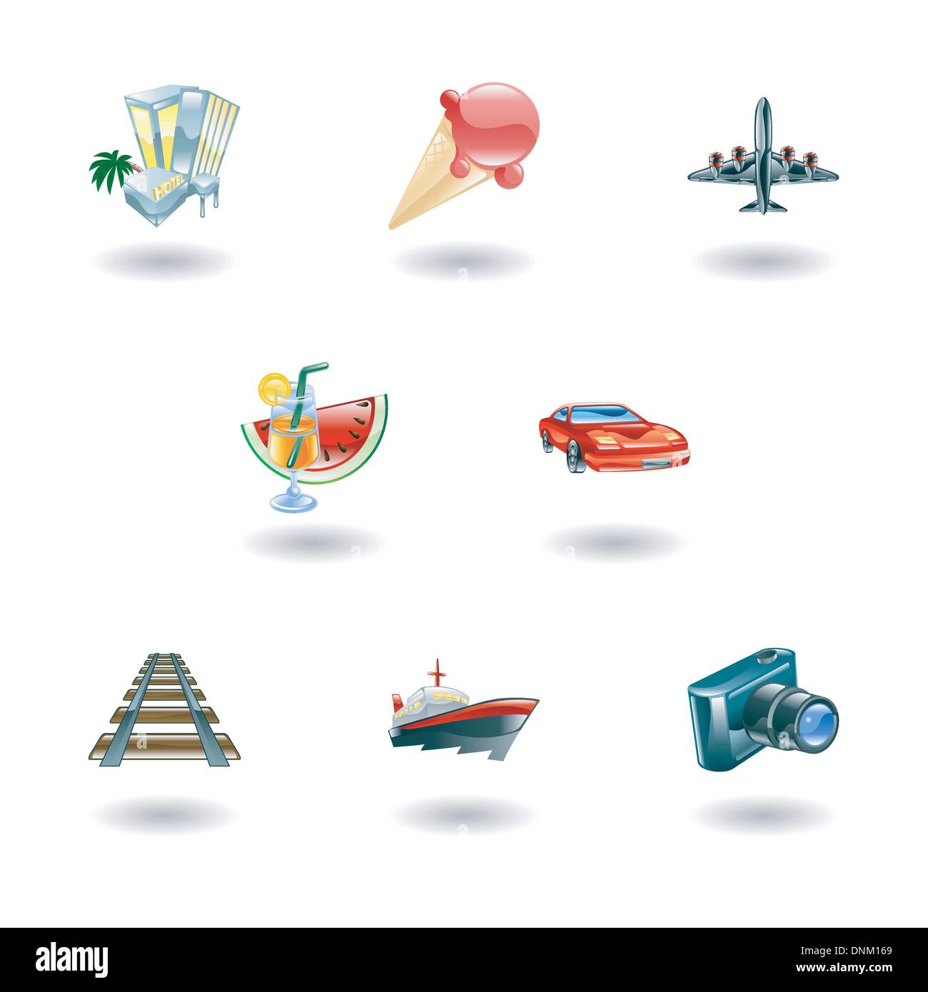 Un Voyages et tourisme web icon set Illustration de Vecteur