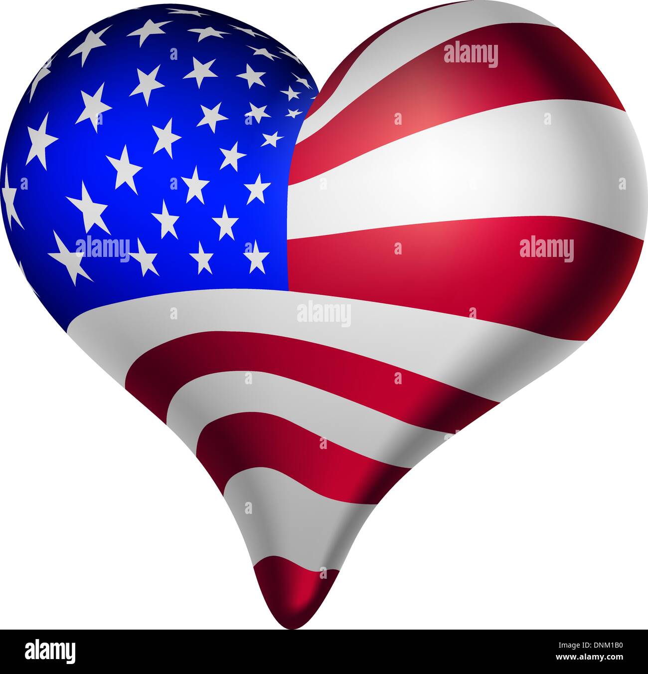 Illustration d'un coeur, avec le drapeau américain. Illustration de Vecteur