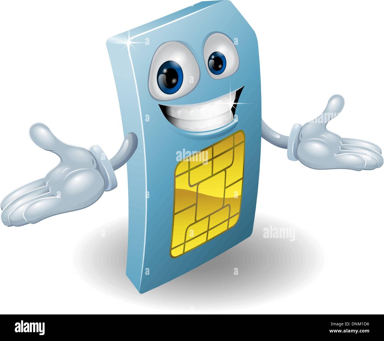 Un téléphone mobile carte SIM (subscriber identity module mascot Illustration de Vecteur