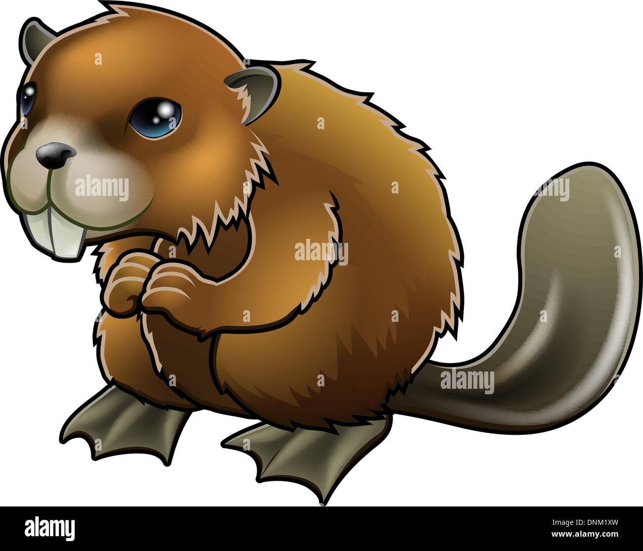 Une mascotte de castor brun cute cartoon character Illustration de Vecteur