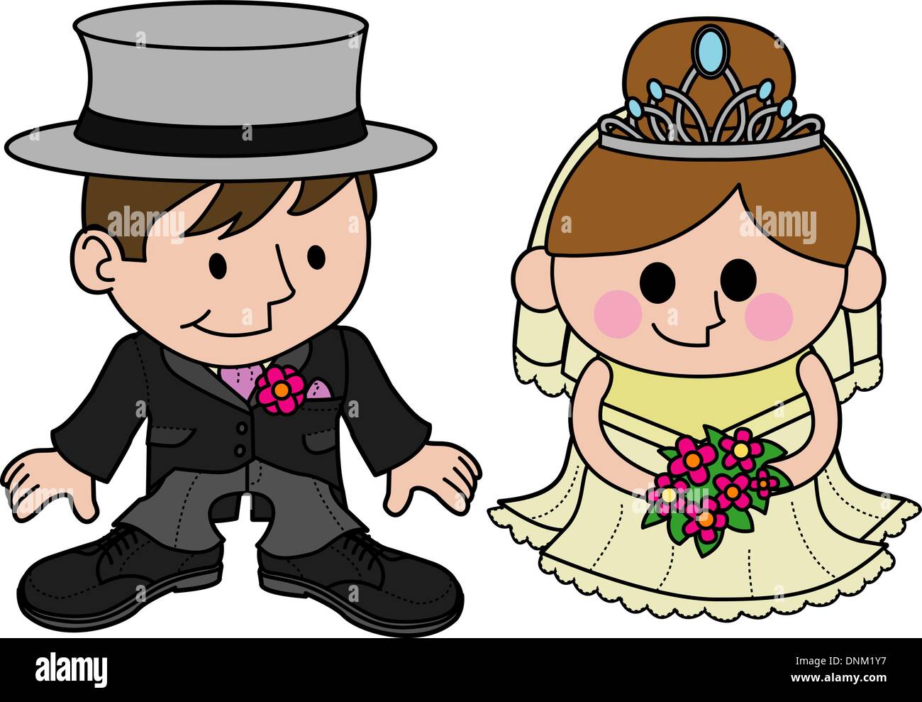 Illustration de la mariée et le marié dans vêtements de mariage Illustration de Vecteur