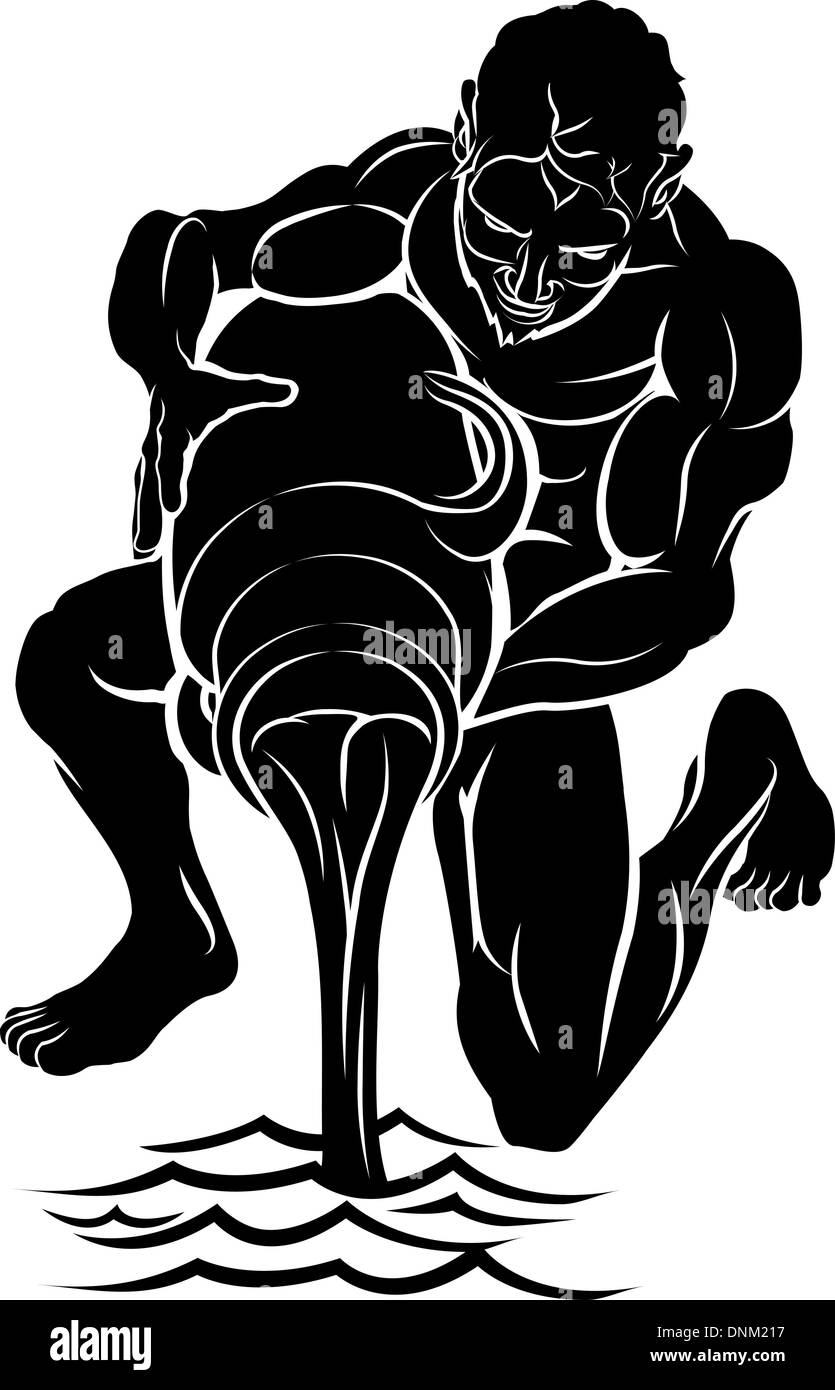 Une illustration d'un porteur d'eau noire stylisée d'un tatouage peut-être porteur d'eau Illustration de Vecteur