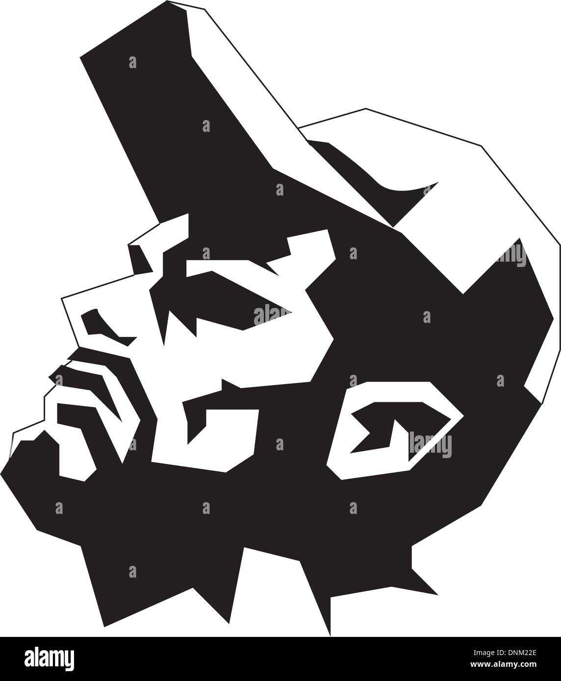 Illustration noir et blanc de l'homme dans le "gant Illustration de Vecteur