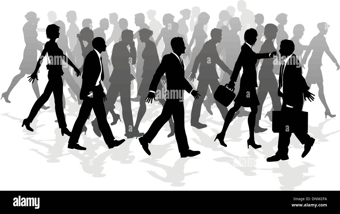 Foule de gens d'affaires marche dans une course entre les réunions. Illustration de Vecteur