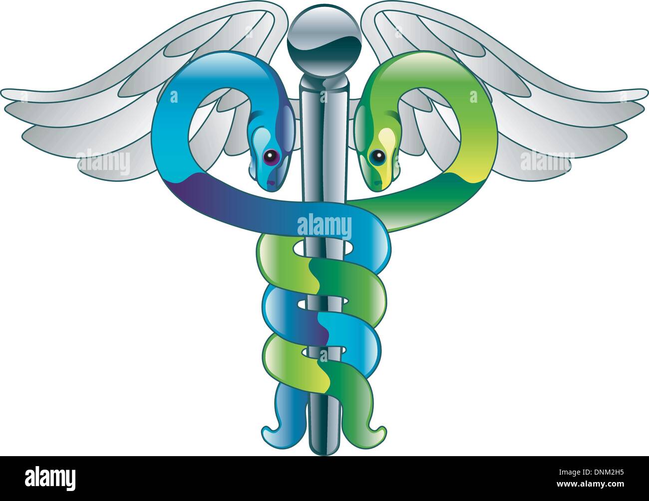 Illustration d'un caducée métallique brillant symbole médical du médecin Illustration de Vecteur